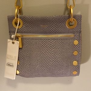 Hammitt RARE Small Tony Cornflower Blue/Purple Snakeskin Embossed Suede